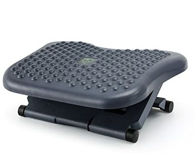 HOLMIOS EASY SOLUTIONS! - Repose-pieds ergonomique avec fonction de massage de couleur noire | Repose-pieds de bureau réglable - Supporte jusqu'à 25 kg