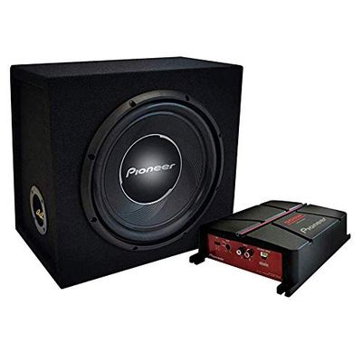 Pioneer GXT-3730B-SET Pack caisson & Amplificateur, caisson avec subwoofer 30cm (12"), Amplificateur, kit de câblage, Puissance Max. 1400Watts