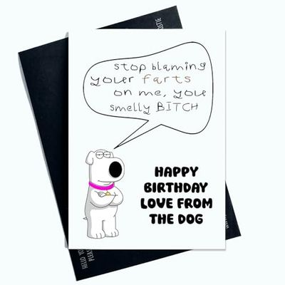 Funny Birthday Card From the Dog Stop Blaming your Farts On Me You smelly B*tch Funny Joke Card From The Dog Birthday Card AP88