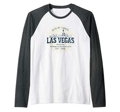 Stati Uniti Vacanze Souvenir Vintage Las Vegas Maglia con Maniche Raglan