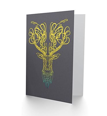 Wee Blue Coo Celtic Knot Stag Head Deer Ornate Decorative Scottish Greetings Card