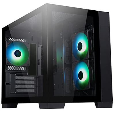 Case DARK CAVE - Gaming Mini Tower, mATX, 4x12cm ARGB fan, 2xUSB3, Type-C, Side & Front Panel Temp Glass
