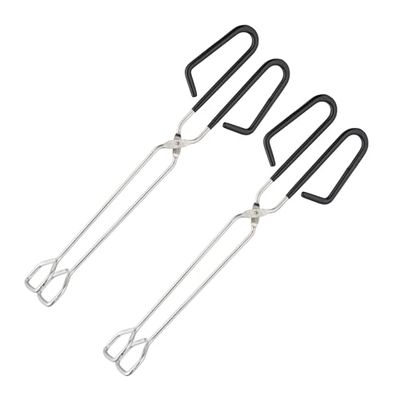 Relaxdays Grilltänger uppsättning av 2, rostfritt stål, halkfritt handtag, skjuvtång för grill och kök, 33 cm lång, silver/svart