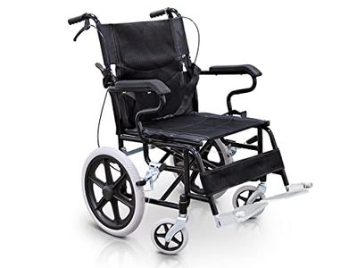 QUIRUMED Inklapbare rolstoel voor transport, Inklapbare en afneembare voetsteunen, Veiligheidsgordel, Remmen op hendels, Voor ouderen, Voor gehandicapten, Tot 120 kg