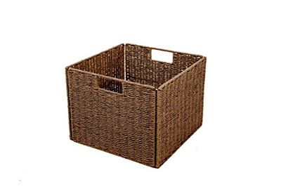 Trademark Innovations Marca inovação dobrável cesta de armazenamento castanho com moldura de arame de ferro