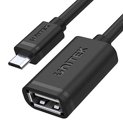 UNITEK Câble micro USB OTG - Adaptateur USB femelle vers micro USB On-The-Go pour smartphones, tablettes - 480 Mbps, 20 cm de long, noir - Compatible avec Samsung Galaxy S6, S7 Edge, Tab 3, Huawei