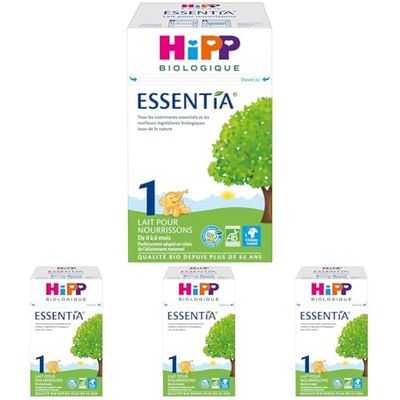 HiPP Biologique Lait 1 pour nourrissons Essentia Boîte 600g Blanc (L'emballage peut varier) (Lot de 4)