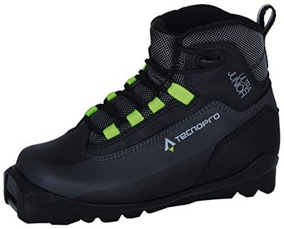 Tecnopro 226106900120 Chaussures de Ski de Fond Mixte Enfant, Noir/Gris/Jaune, Taille : 12C
