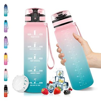 Ty-Xnb-1000Ml-Pink-Cyan-Lq-Jb Butelka na Wodę, Różowy/Niebieski, 1 l