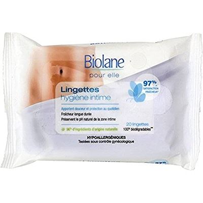 Biolane pour elle – Lingettes Hygiène Intime – Nettoient et protègent la zone intime – 20 lingettes