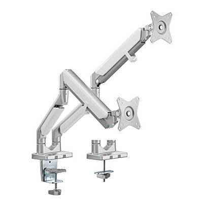 LogiLink BP0088 - Supporto da scrivania in alluminio per 2 monitor da 17-32 pollici (LCD, LED, OLED,…) con molla a gas, per schermi piatti e curvi, lunghezza braccio 506 mm