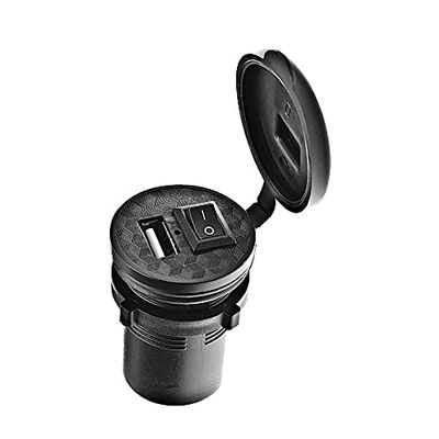 ALIMENTATORE USB, FISSAGGIO UNIVERSALE, TAPPO DI PROTEZIONE E MICROINTERRUTTORE.