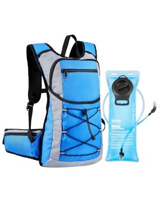 VEVOR Sac à dos d'hydratation 15 L, sac à dos d'eau isolé avec poche à eau en TPU 3 L, sac à dos de randonnée avec rangement pour homme et femme, pour randonnée, course à pied, cyclisme, camping, bleu