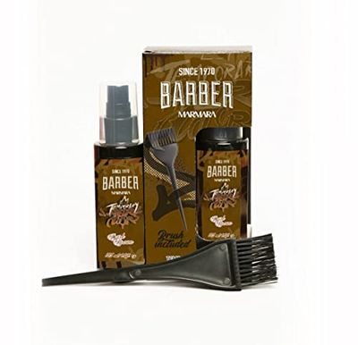 BARBER MARMARA Temporary Hair Colour Brown 125 ml/Moustache Beard and Hair Colour/Eliminates Grey for a Thicker and Fuller Appearance/Free from Ammonia and Peroxide/Ready Mixture