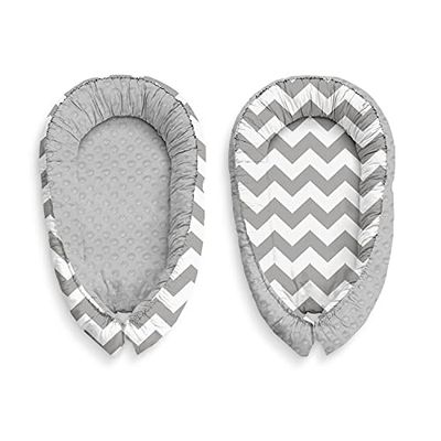 Kospu cocoon baby baby baby baby baby bebè paraurti da viaggio 100% cotone e peluche minky antiallergico grigio/zigzag