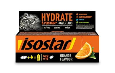 Isostar - Hydrate & Perform Powertabs saveur Orange - Tablettes Effervescentes pour Boisson Isotonique - 10 Tablettes - 190908