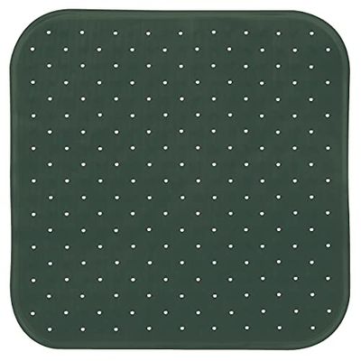 MSV Tappetino da doccia premium per vasca da bagno, antibatterico, antiscivolo, con ventose, verde scuro, profumato di rose, ca. 54 x 54 cm, lavabile a 60 °C
