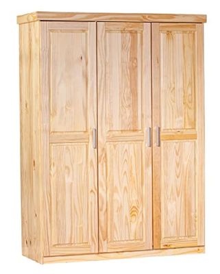 Dmora Armadio a tre ante, colore rovere, cm 140 x 190 x 55.