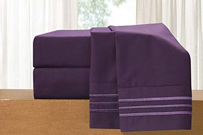 Elegant komfortantal egyptisk kvalitet, skrynkelbeständig, cool och andningsbar, lätt elastisk passform, mikrofiber, plommonlila, kung