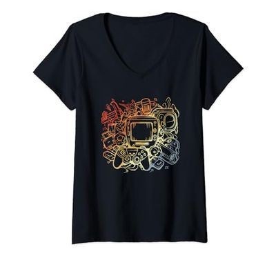 Mujer PC Gaming Vintage Look Aficionado a los juegos Camiseta Cuello V