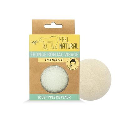 Eponge Konjac Visage Naturelle - Nettoie et Purifie - Démaquille le Visage en Douceur - Eponge Visage Konjac Naturelle Exfoliante - Routine Beauté, Skincare, Douche - Feel Natural