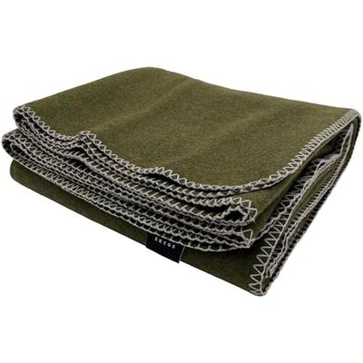 EKTOS Best Camp Couverture 100% Laine Vierge, 228,6 x 274,3 cm, Taille XL, Lavable, Vert Olive, très Grand lit