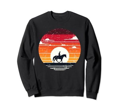 Retro Sunset Horse Riding Horseback Riding Equestrian Horses Felpa