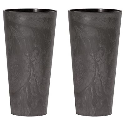2x Prosperplast Tubus Slim Effect de plástico CON depósito en color Antracita, 38,1 (alto) x 20 (ancho) x 20 (profundo) cms
