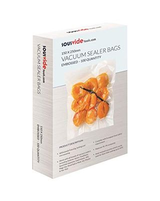 SousVideTools [SVT-06001] 100 Buste Goffrate per Sottovuoto per la Conservazione di Alimenti (150 X 250 mm)