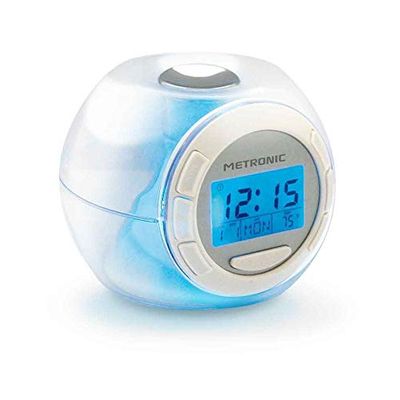 Metronic 477007 verlichte wekker, 7 kleuren en 6 melodieën, natuur, transparant