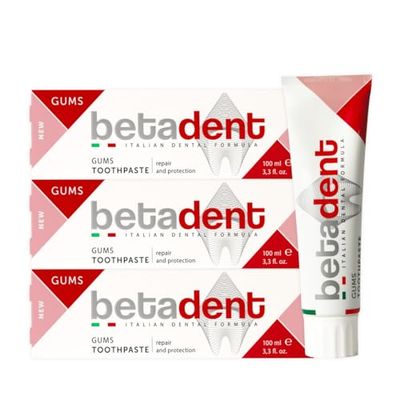 Betadent KIT 3 DENTIFRICIO GUMS per gengive sensibili, infiammate e irritate. Ripara e protegge. Azione antiplacca e antibatterica. Formula Delicata non abrasiva. 3x100ml