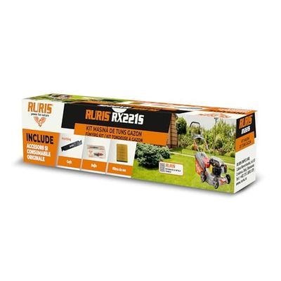 RURIS - kitrx221s20 - Kit Tondeuse RX221S avec Couteau, Bougie, Filtre à air, Orange