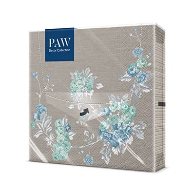PAW Pappershandduk 3 lager | 33 x 33 cm - 20 stycken | pappershandduk perfekt för födelsedagar, öppna dagar, trädgårdsfester, familjefester (Peaceful Garden)