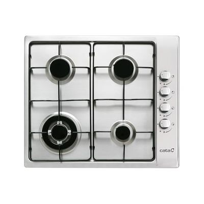 CATA GI 6031 Table de Cuisson à Gaz 4 Brûleurs Émaillés Allumage Électronique Intégré à la Commande Soupapes de Sécurité Préparée Pour le Gaz Naturel Puissance de 8kW 58 cm