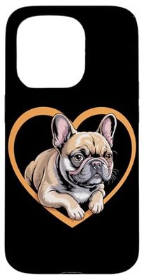 Cute French Bulldog Dog Heart Case for iPhone 15 Pro