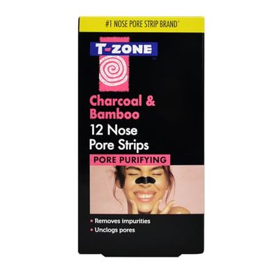 T-Zone Charcoal & Bamboo Nose Pore Strips (12 Pack) - Specially Formulated to Unclog Pores & Remove Impurities