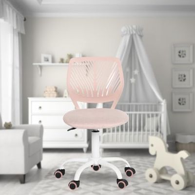 FurnitureR Chaise de Bureau Polyvalente pour Enfants, Chaise de Travail sans Accoudoirs à Hauteur Réglable, Chaise d'Étude Pivotante Colorée pour L'école et Le Bureau à Domicile, Morandi Rose