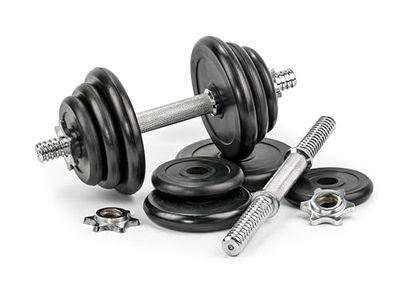 G5 HT SPORT Halterset + halterschijven van gietijzer, diameter 25 mm, 11,21,35 kg, verstelbare gewichten met schroeven en veersluitingen, set voor training thuis en in de sportschool, fitness en