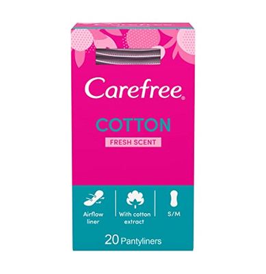 Carefree Normal with Cotton Extract Panty Liners, Pack of 20, White