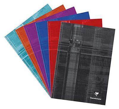 Clairefontaine 9042C Un Cahier Brochure Rembordée Rigide - A4 21x29,7 cm - 192 Pages Petits Carreaux - Couverture Carte Pelliculée Couleur Aléatoire