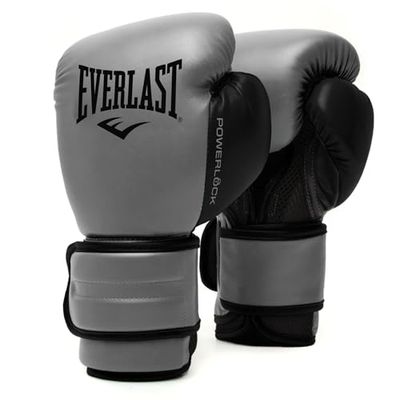 Guanti da Boxe Everlast Powerlock 2R 16oz Grigio Carbone per sacco, colpitori e sparring, supporto polso Turnback avanzato, imbottitura a 4 strati e presa ergonomica - Originale Everlast