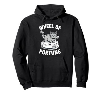 Wheel Of Fortune Cat On Robot Vacuum Cleaner Cat Pullover Hoodie