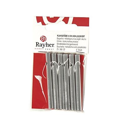 Rayher Carillons creux 6 tubes en aluminium 6mm ø, 14cm sct.-LS, argent, 2537022