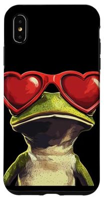 Costume décontracté grenouille avec lunettes de soleil en forme de cœur Coque pour iPhone XS Max