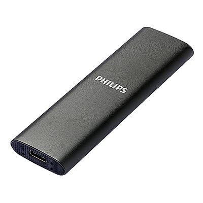 PHILIPS SSD portatile esterno 1 TB - Ultra sottile, SATA Ultra Speed USB-C - USB, lettura fino a 540 MB/s, scrittura fino a 520 MB/s, alluminio