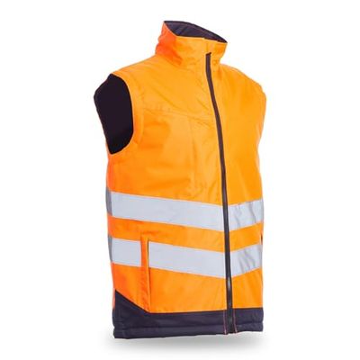 Blackrock Gilet rembourré Hi-Vis Body Warmer Rail orange/bleu marine, Hi Viz, unisexe, polaire, Gillette, vêtements de travail, chaud, gilet, coque imperméable et coupe-vent, taille M