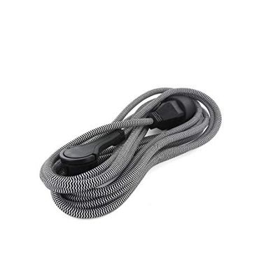 CHACON Rallonge Textile Noir/Blanc - avec fiche Plate Noire - 3m