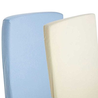 2 x jersey hoeslaken voor babybed blad 140 cm x 70 cm 100% katoen crème/blauw