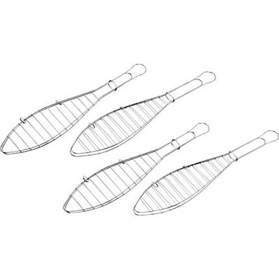 Tepro Accessori per Grill Set da 4 Pezzi per 4 Pesci ciascuno, Cromato, Lunghezza: Circa 42 cm, 8521