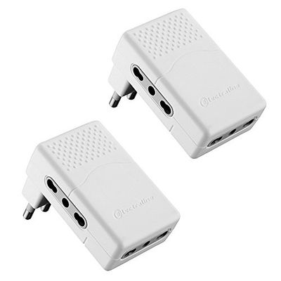 Electraline 92306 Juego 2 adaptadores regleta Triple 3 plazas bivalenti 10/16 A Enchufe Grande 16 A – Adaptador Triple Salvaspazio, Blanco, 92306